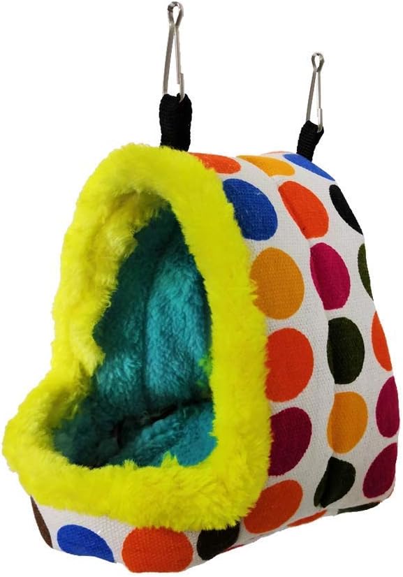 Colorful Polka Dot Hanging Bird Nest – Cozy Fleece Lining, Safe & Warm for Small Birds