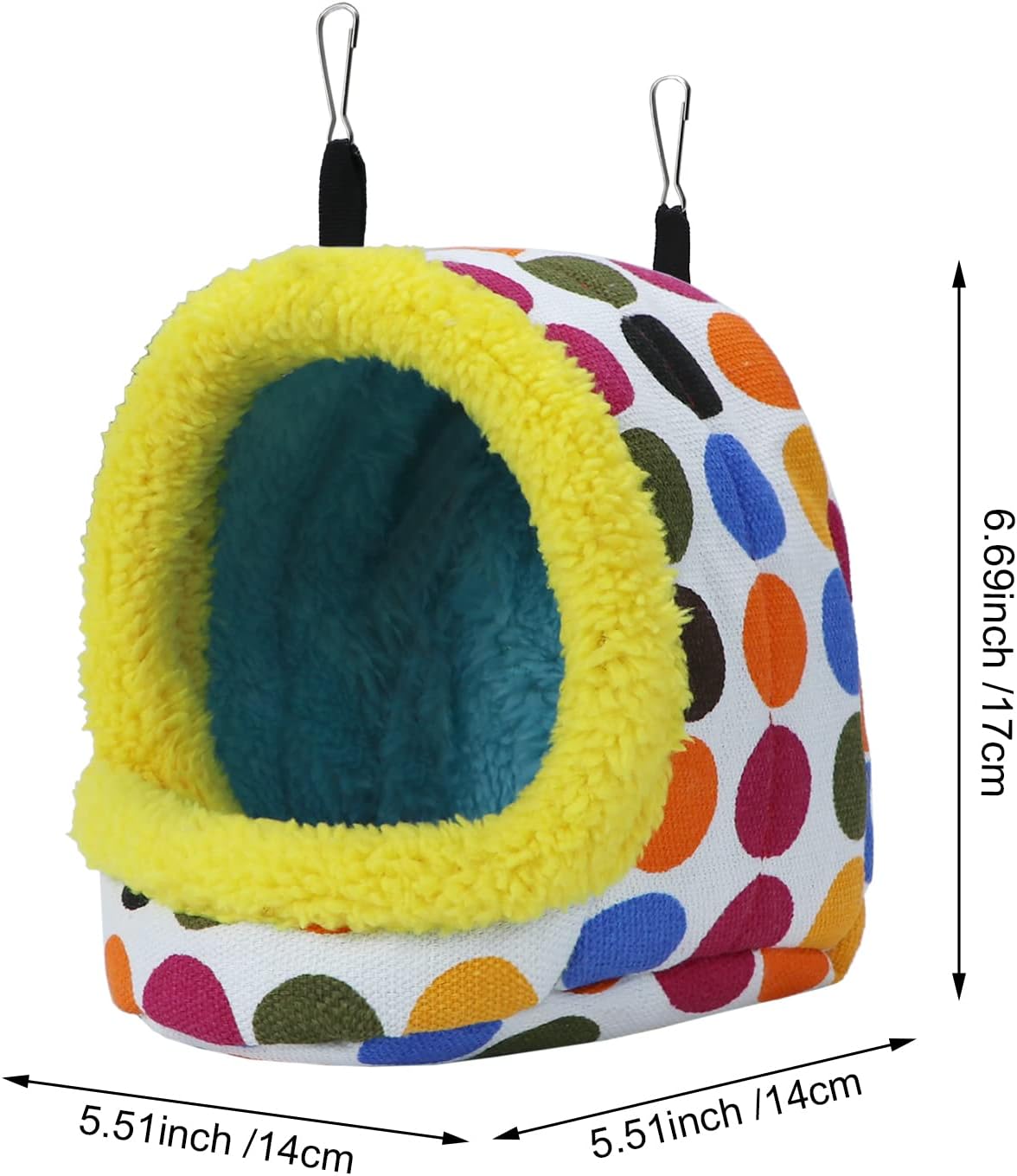 Colorful Polka Dot Hanging Bird Nest – Cozy Fleece Lining, Safe & Warm for Small Birds