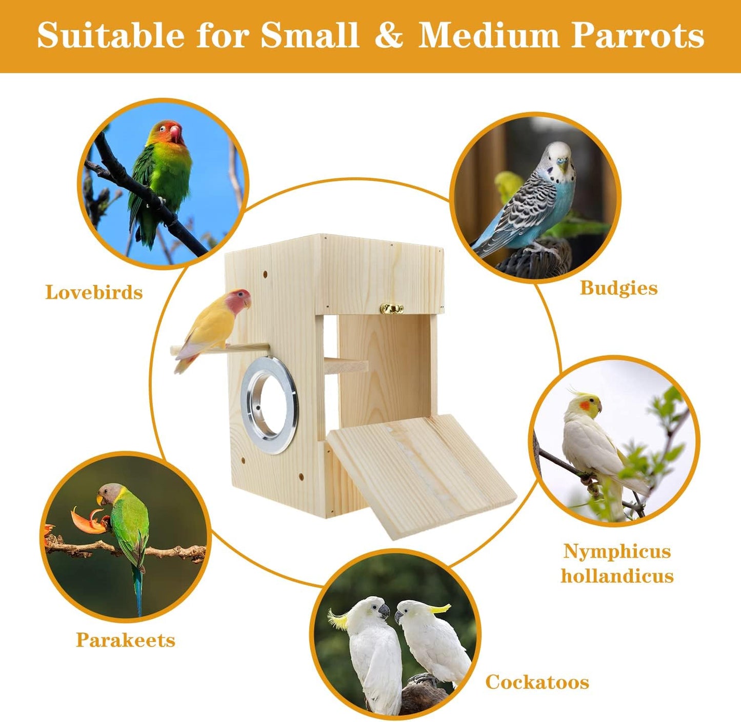 Vertical Wooden Bird Nesting Box with Observation Window – Breeding & Chick Rearing Cage House for Small Birds