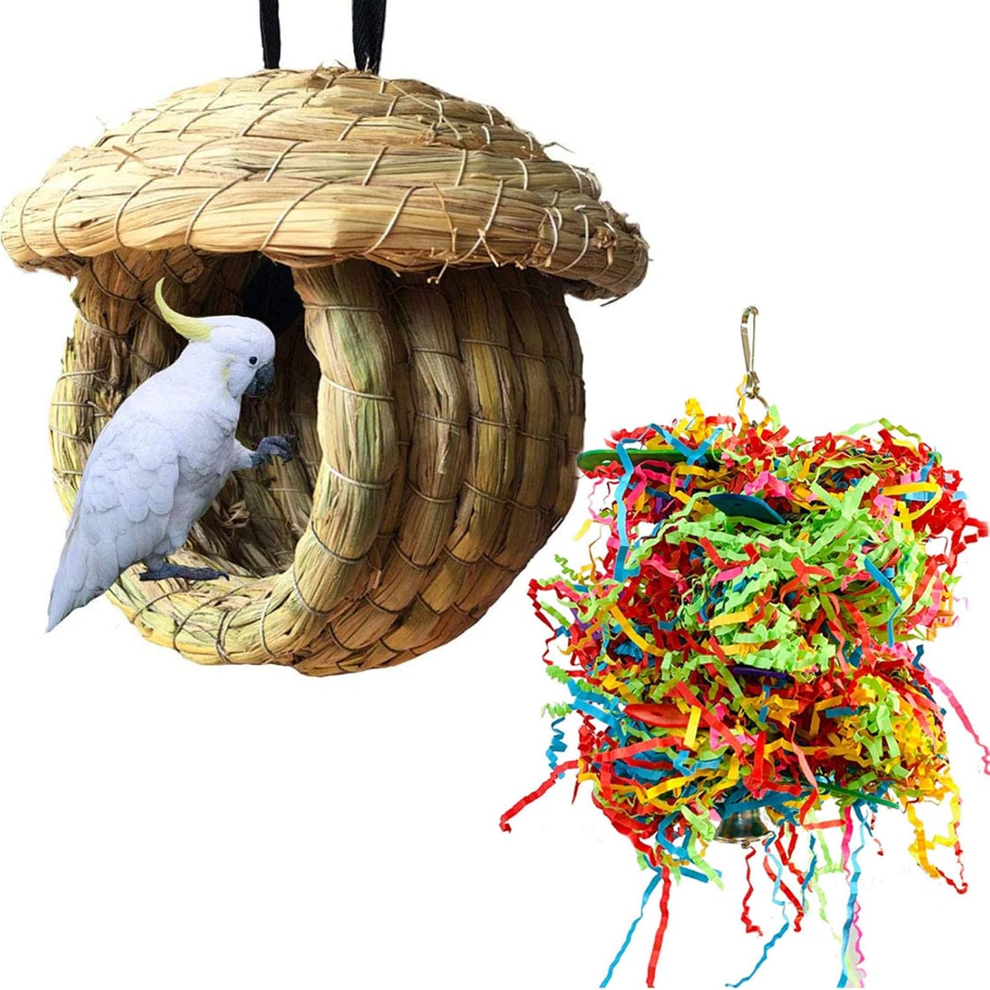 Hand-Woven Grass Bird Nest – Natural Large Nest for Small & Medium Birds, Comfortable and Breathable