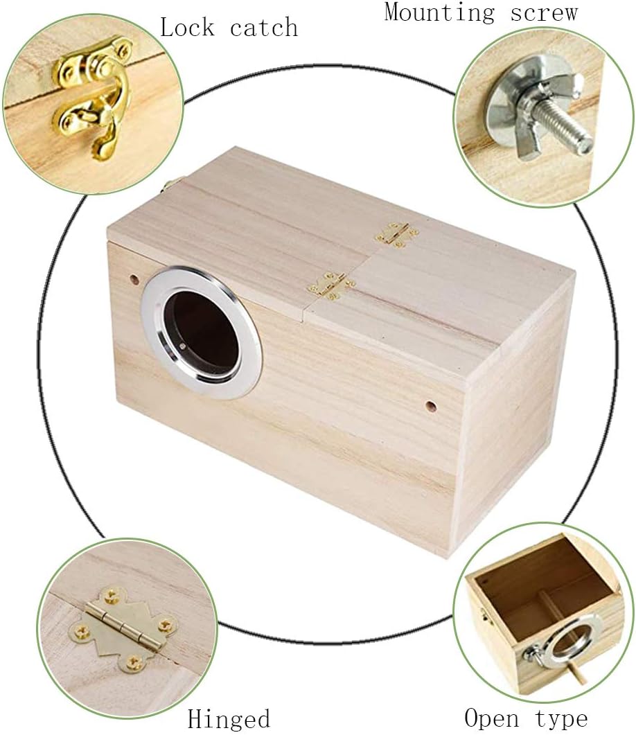 Wooden Bird Nesting Box with Transparent Observation Window – Breeding & Resting House for Small Birds