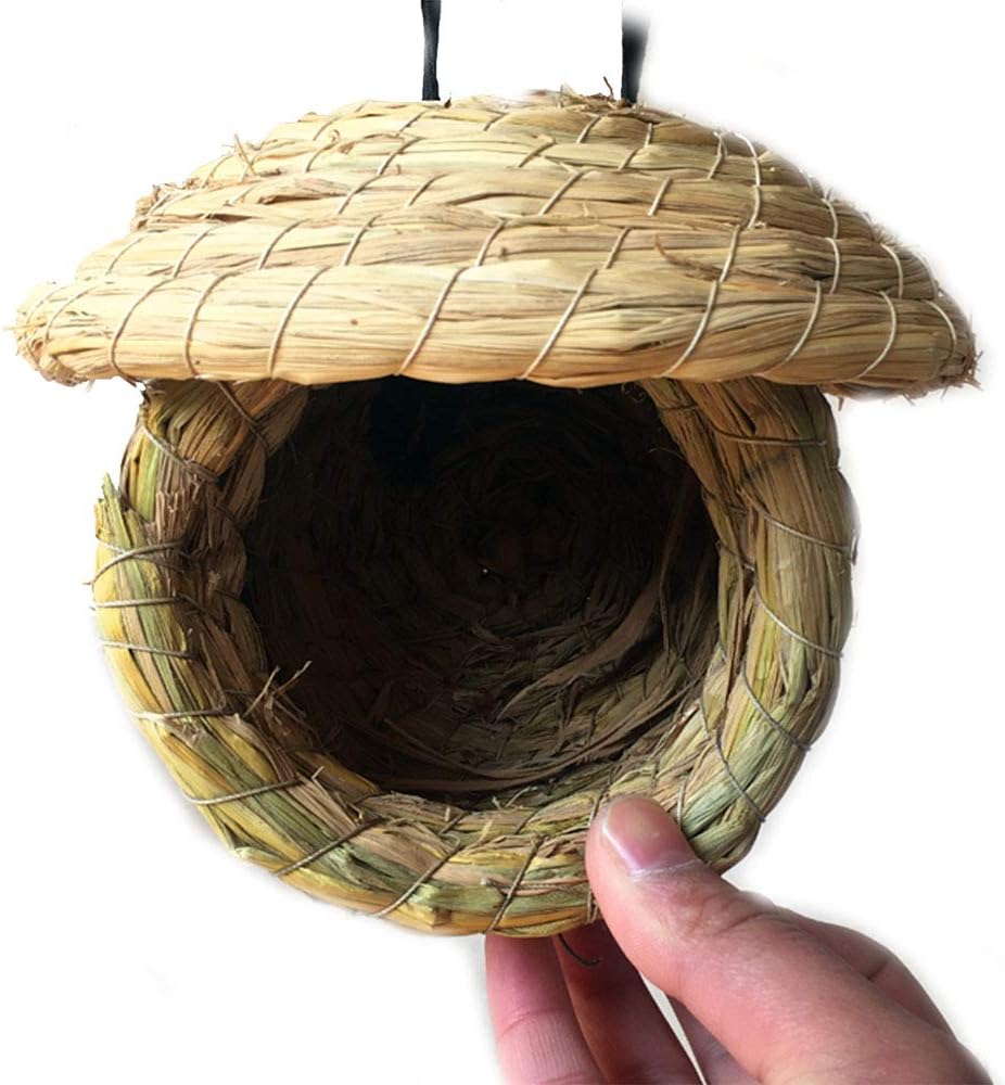 Hand-Woven Grass Bird Nest – Natural Large Nest for Small & Medium Birds, Comfortable and Breathable
