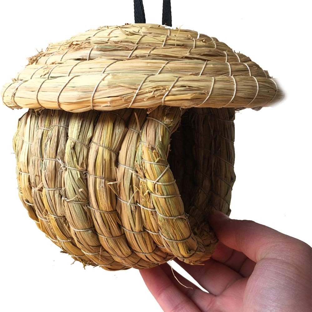 Hand-Woven Grass Bird Nest – Natural Large Nest for Small & Medium Birds, Comfortable and Breathable