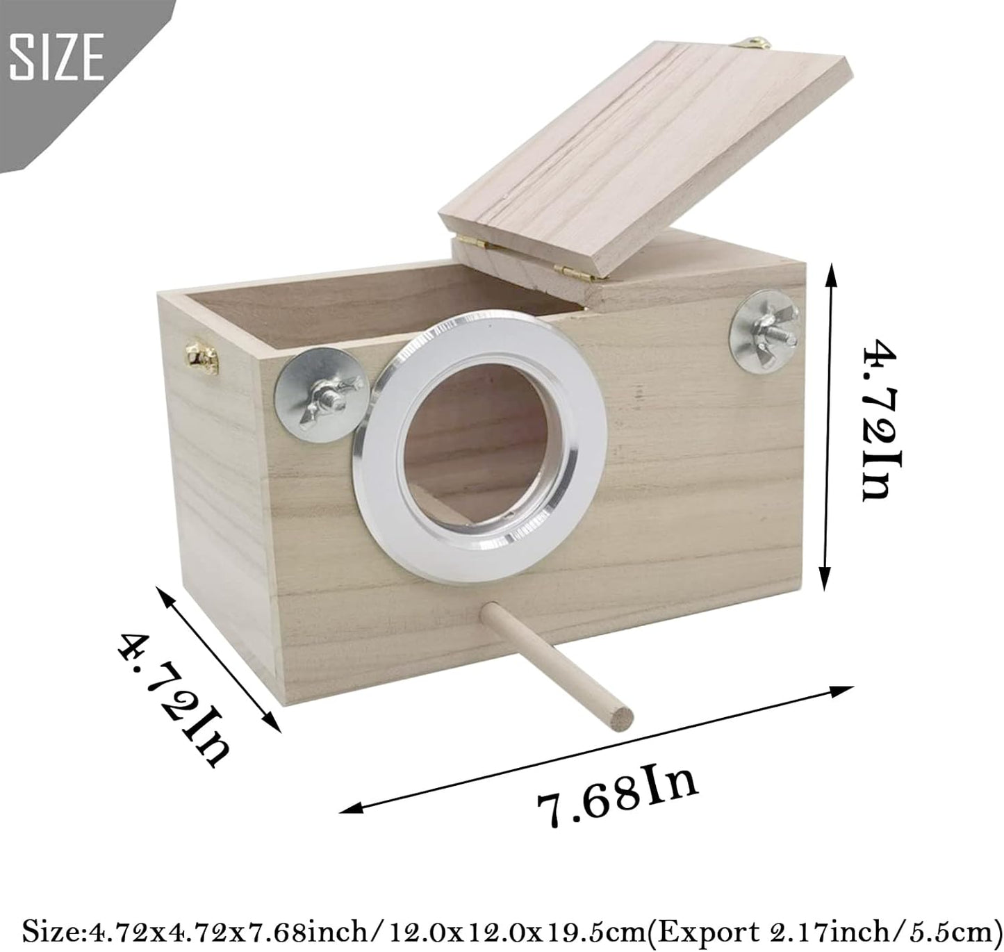 Wooden Bird Nesting Box with Transparent Observation Window – Breeding & Resting House for Small Birds