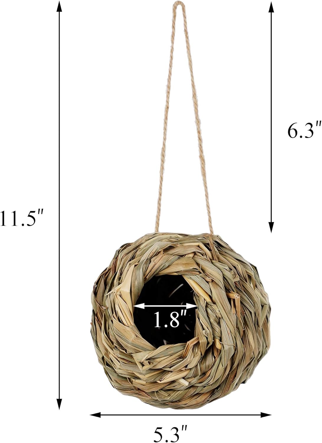 4 Pack Natural Grass Bird Nest – Handwoven Hanging Birdhouse for Small Birds, Breathable & Eco-Friendly Hut for Balcony, Garden, or Cage