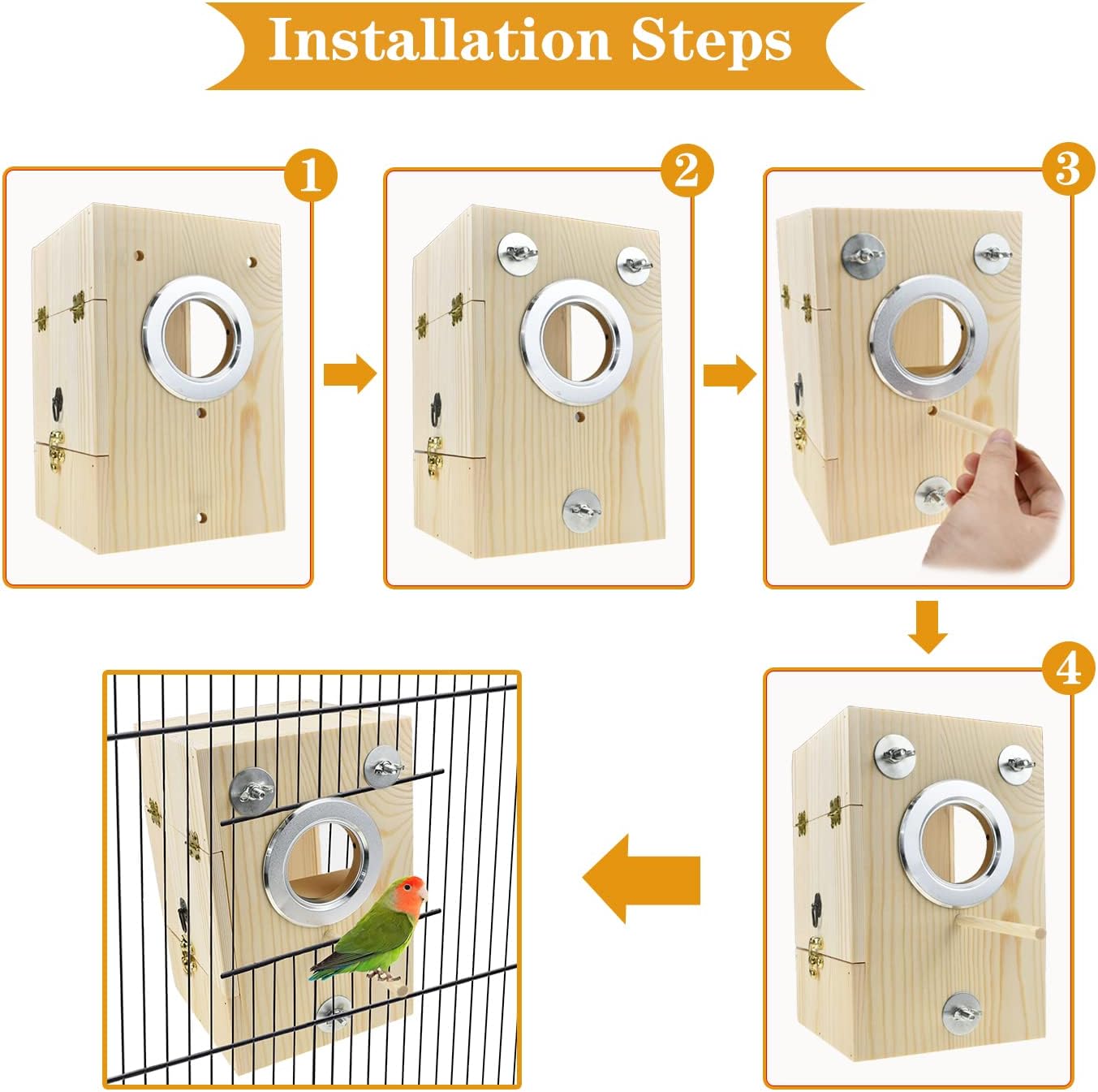 Vertical Wooden Bird Nesting Box with Observation Window – Breeding & Chick Rearing Cage House for Small Birds