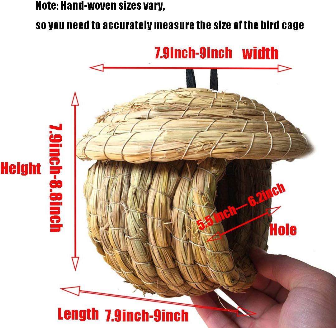 Hand-Woven Grass Bird Nest – Natural Large Nest for Small & Medium Birds, Comfortable and Breathable
