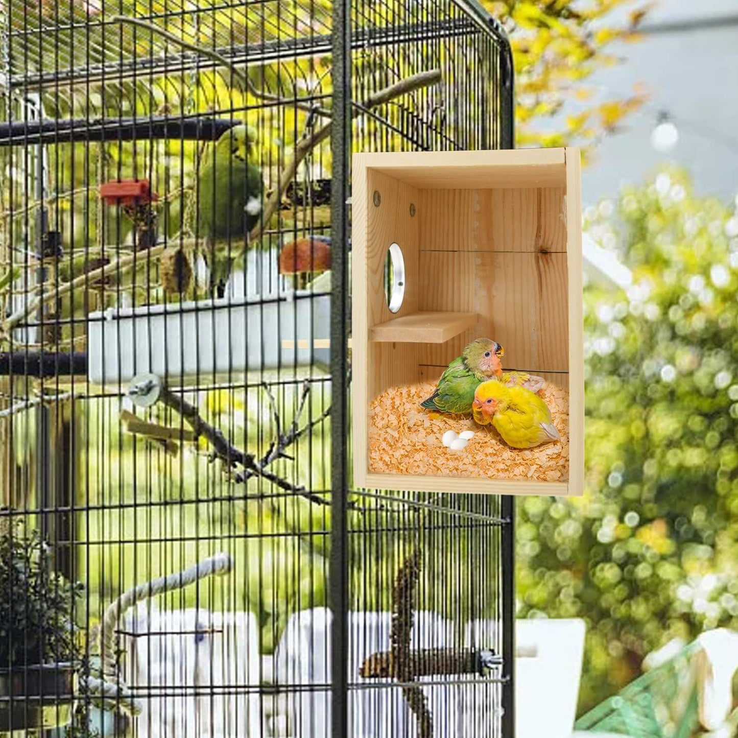 Vertical Wooden Bird Nesting Box with Observation Window – Breeding & Chick Rearing Cage House for Small Birds